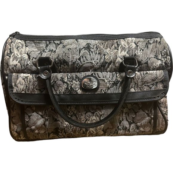 Diane Von Furstenberg DVF Grey Vintage Floral Tapestry Duffle Weekender Bag - Picture 5 of 16